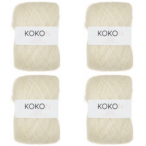 Shelly Pullover Kokon Kidsilk Lace Yarn Kit Sizes 1, 2 and 3 - Ice