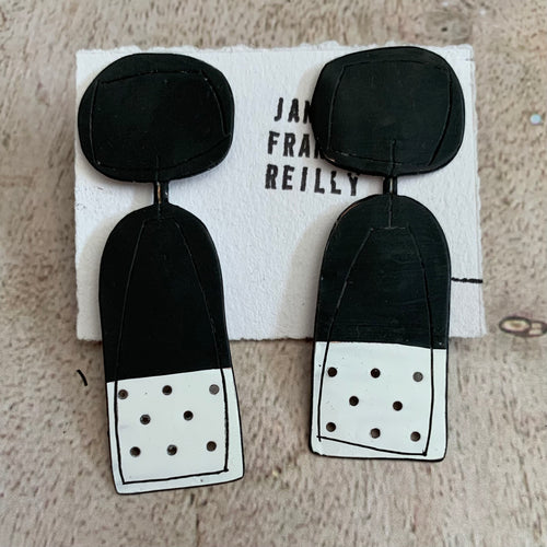 Jane Frances Reilly - Black and White Cutlery Earrings