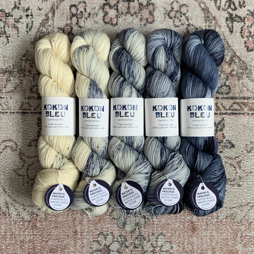 KOKON BLEU - Fingering Weight Merino - Jean Michel Speckle Fade Set