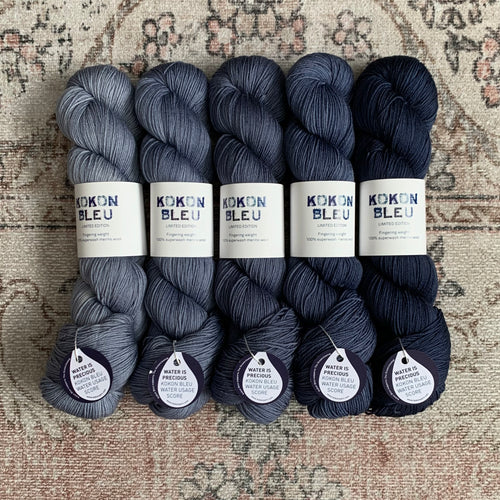 KOKON BLEU - Fingering Weight Merino - Fade Set - Jean Michel