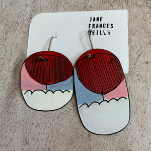 Jane Frances Reilly - Red, Pink & Blue Apron Earrings