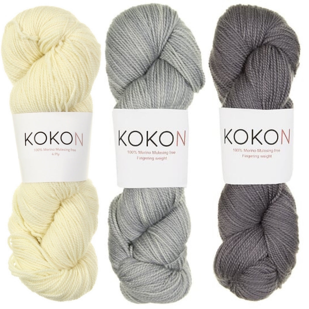 Copy of Flakes by Eri Yarn Kit Sizes L, XL, & 2XL - Ice, Star & Cosmos