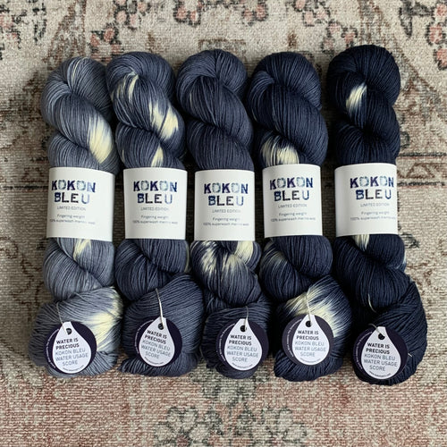 KOKON BLEU - Fingering Weight Merino - Tie Dye Fade Set - Jean Michel