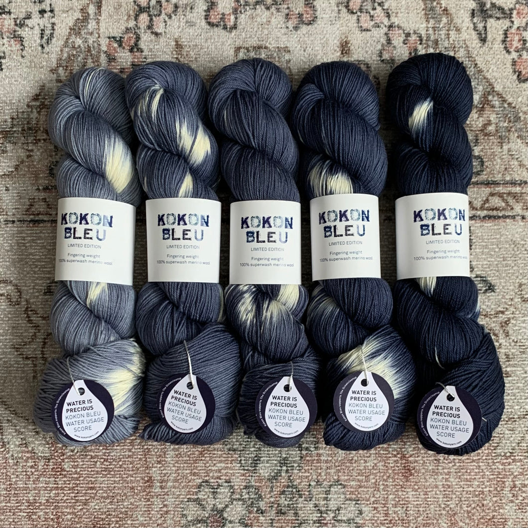 KOKON BLEU - Fingering Weight Merino - Tie Dye Fade Set - Jean Michel