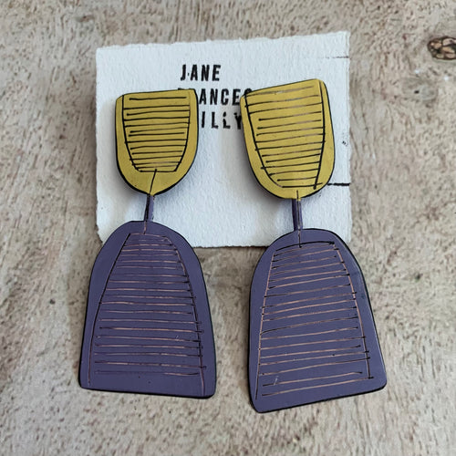 Jane Frances Reilly - Purple and Yellow Cutlery Earrings