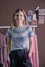 Morning Fog Tee by Pope Vergara Yarn Kit - Sizes 2, 3 & 4 - Rose Gold and Raspberry