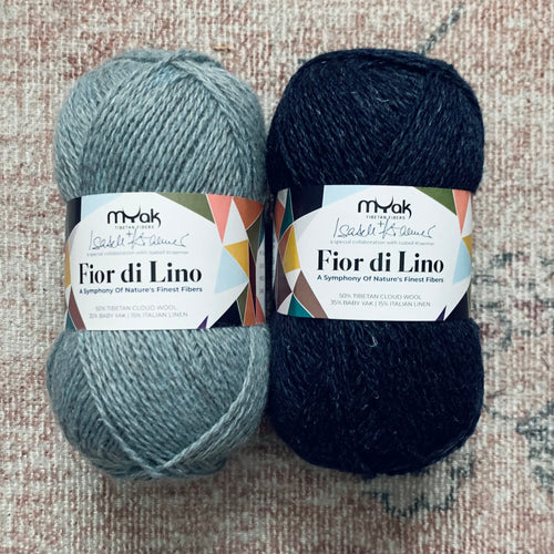 Bonnie and Clyde by Isabell Kraemer mYak Fior di Lino Yarn Kit - Glacier and Baltic Sea