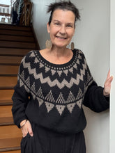Selene Sweater by Anne Ventzel Yarn Kit - Sizes 5 & 6 - Black and Desert