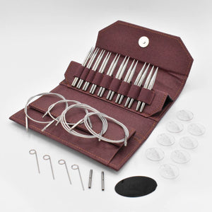 Lykke FLIGHT 3.5" Standard Interchangeable Knitting Needle Set - Faux Waxed Canvas Maroon - JUST ARRIVED