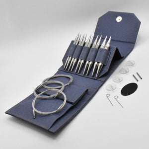 Lykke FLIGHT 5" Bulky Interchangeable Knitting Needle Set - Faux Waxed Canvas Denim - JUST ARRIVED