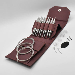 Lykke FLIGHT 5" Bulky Interchangeable Knitting Needle Set - Faux Waxed Canvas Maroon - JUST ARRIVED