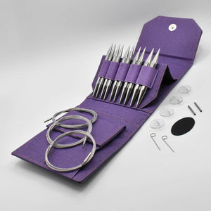 Lykke FLIGHT 5" Bulky Interchangeable Knitting Needle Set - Faux Waxed Canvas Purple - JUST ARRIVED