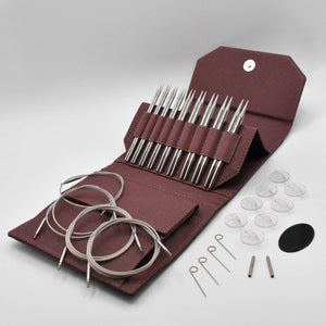 Lykke FLIGHT 5" Standard Interchangeable Knitting Needle Set - Faux Waxed Canvas Maroon - JUST ARRIVED