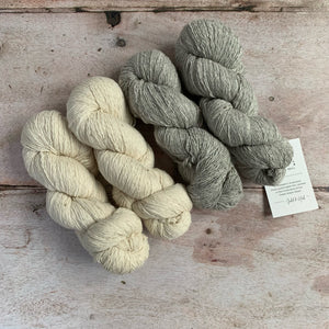 Copy of DAA (don’t ask again) Cardigan Yarn Kit Striped Version (Light Grey and Creme) - Sizes 1, 2, 3 & 4