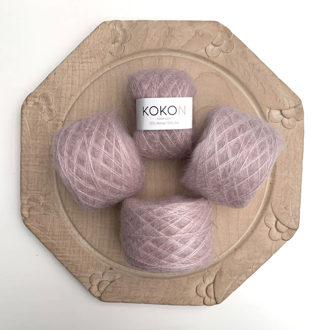 Shelly Pullover Kokon Kidsilk Lace Yarn Kit Sizes 1, 2 and 3 - Rose Gold