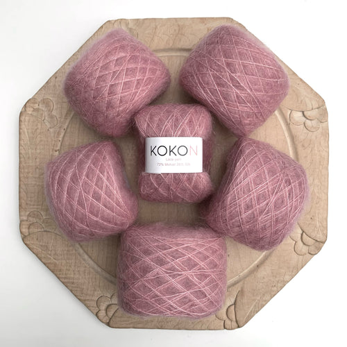Shelly Pullover Kokon Kidsilk Lace Yarn Kit Sizes 7, 8 and 9 - Raspberry