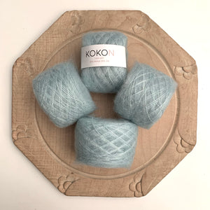 Shelly Pullover Kokon Kidsilk Lace Yarn Kit Sizes 1, 2 and 3 - Blue Moon