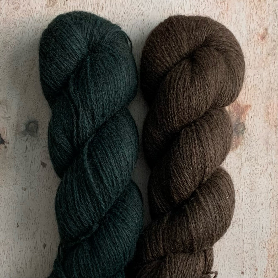 A.N.T. (A New Take) Hat Yarn Kit by Aimee DeBaun - Moss and Chocolate