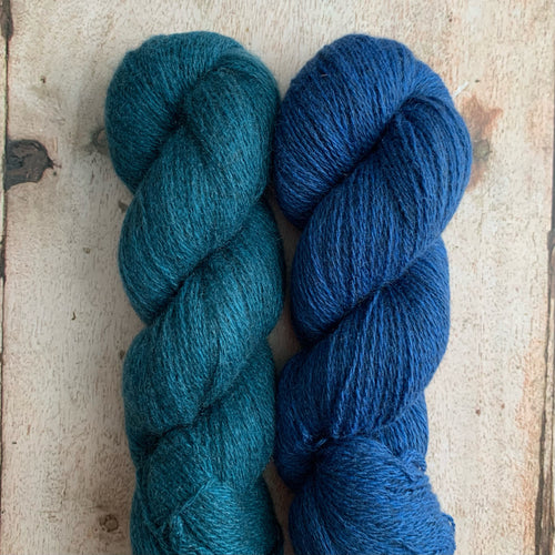 A.N.T. (A New Take) Hat Yarn Kit by Aimee DeBaun - Petrol and Healing Blue