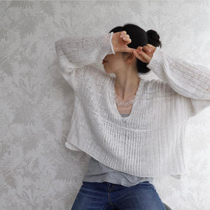 Shizen (Tee Pullover) Yarn Kit - Long Sleeve Pullover - L & XL - Boyfriend Jean Denim