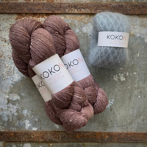 Crystalline Shawl Yarn Kit - Medium - Kokon Merino Linen  - Rust and Kokon Kidsilk Mohair - Oxidized