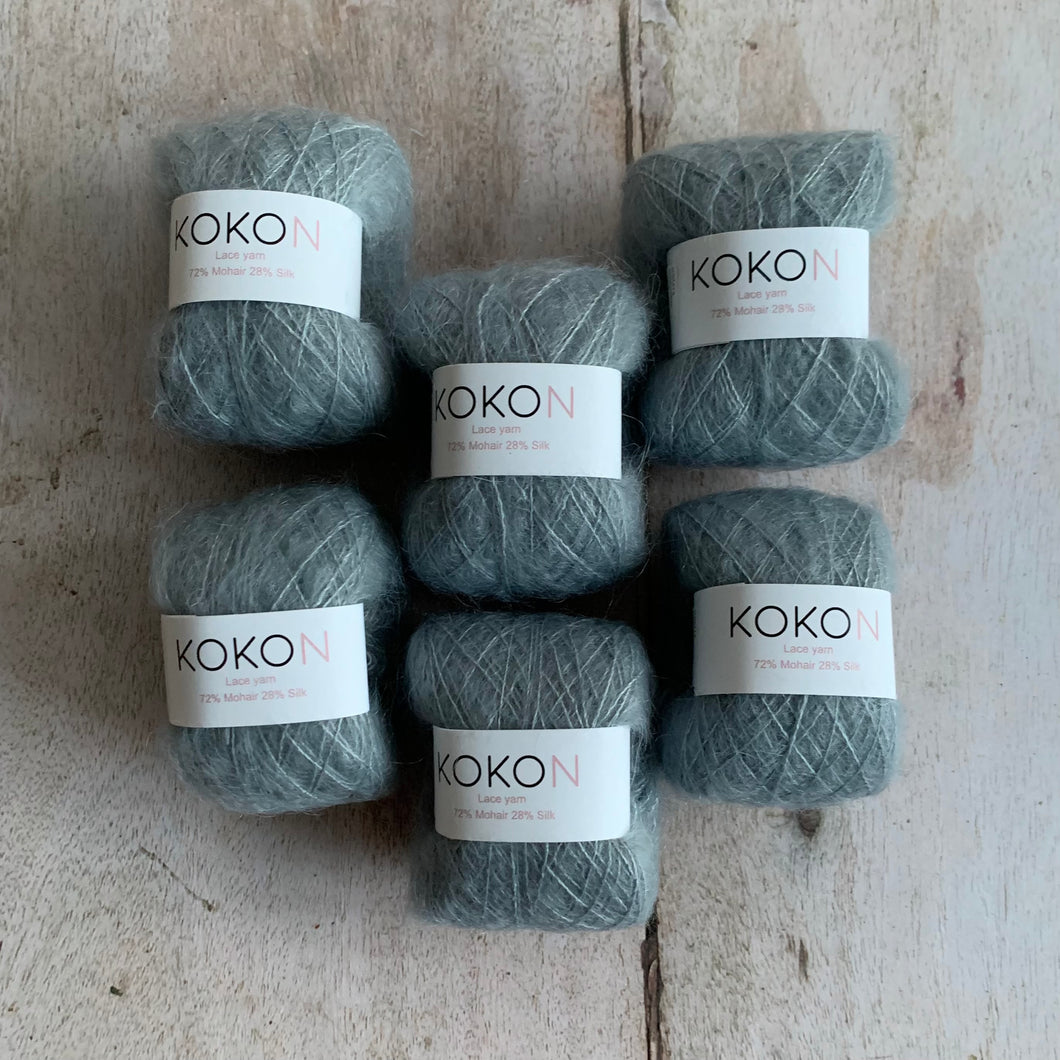 Shelly Pullover Kokon Kidsilk Lace Yarn Kit Sizes 7, 8 and 9 - Oxidized