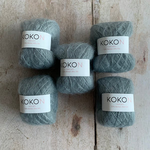 Shelly Pullover Kokon Kidsilk Lace Yarn Kit Sizes 4, 5 and 6 - Oxidized