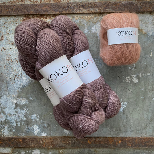 Crystalline Shawl Yarn Kit - Large - Kokon Merino Linen  - Rust and Kokon Kidsilk Mohair - Copper - PREORDER